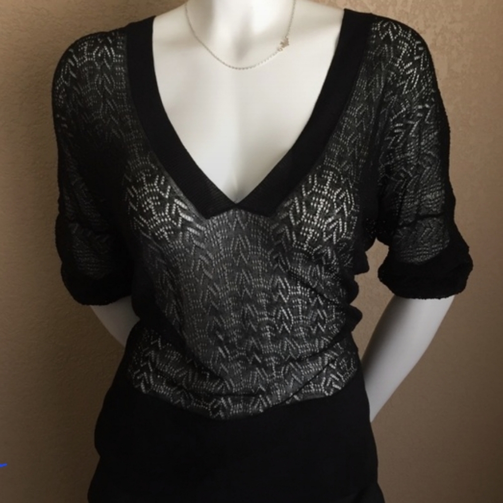 Ann Taylor Loft Lace Thin Plunge V Neck